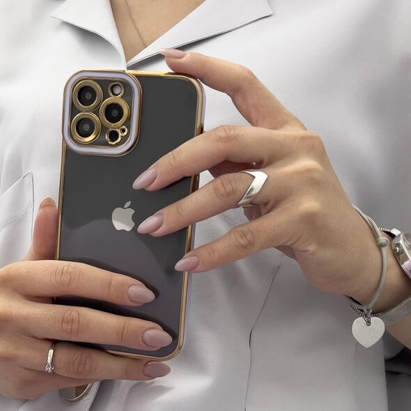Hurtel Fashion Case etui do iPhone 12 Pro żelowy pokrowiec ze złotą ramką fioletowy 11835305 9145576252055