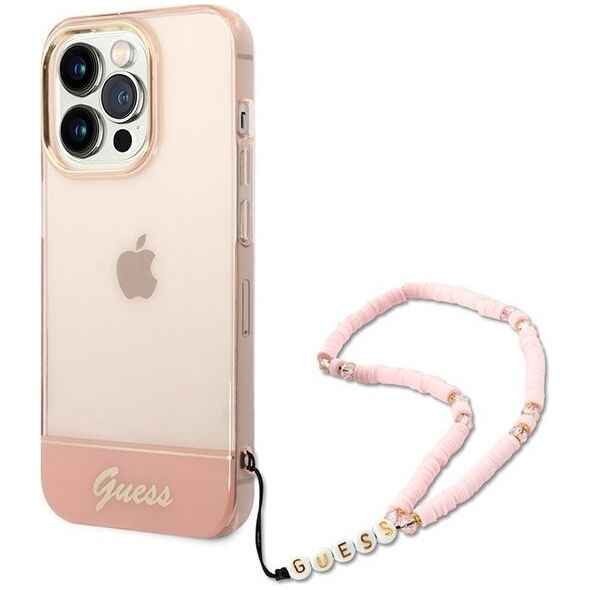 Guess Etui Guess GUHCP14XHGCOHP Apple iPhone 14 Pro Max różowy/pink hardcase Translucent Pearl Strap 11854777 3666339064310