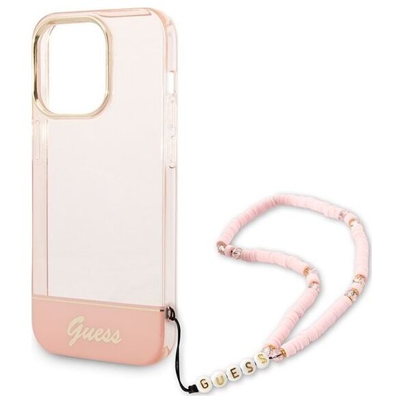 Guess Etui Guess GUHCP14XHGCOHP Apple iPhone 14 Pro Max różowy/pink hardcase Translucent Pearl Strap 11854777 3666339064310
