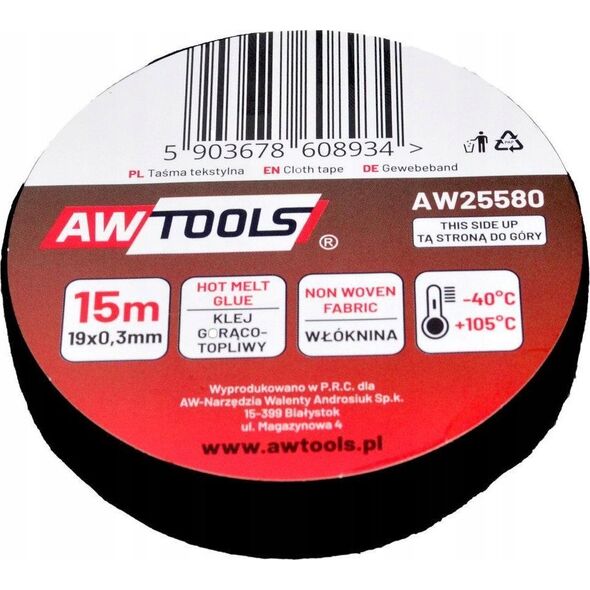 AWTools AW TAŚMA IZOLACYJNA TEKSTYLNA 19mm x 15m 11865028 5903678608934