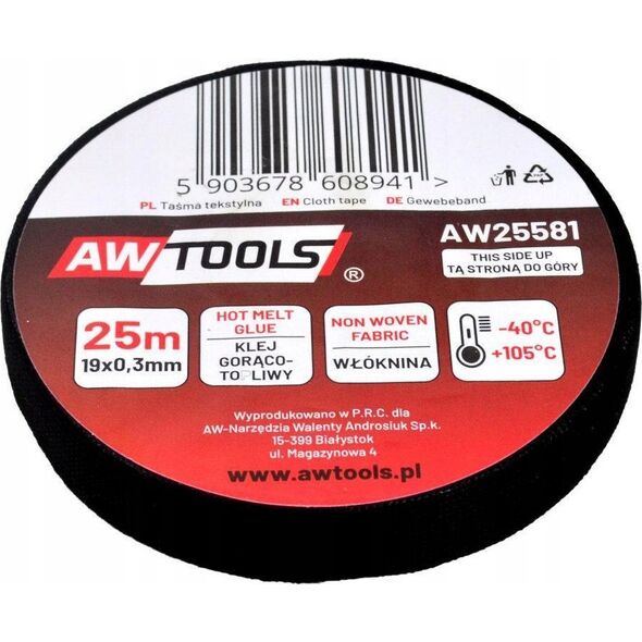 AWTools AW TAŚMA IZOLACYJNA TEKSTYLNA 19mm x 25m 11865029 5903678608941