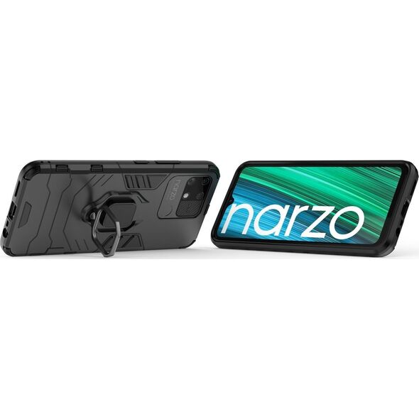 Hurtel Ring Armor pancerne hybrydowe etui pokrowiec + magnetyczny uchwyt Realme Narzo 50A czarny 11866023 9145576257104