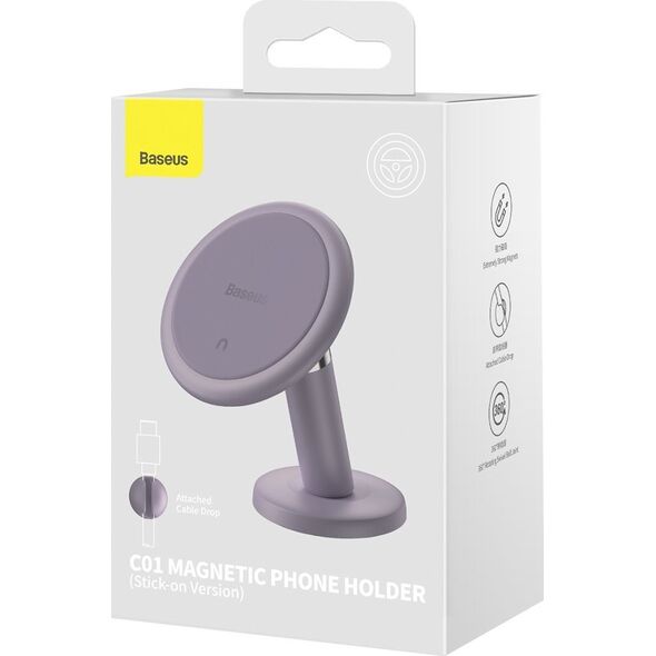 Baseus Baseus C01 samochodowy uchwyt magnetyczny na telefon na deskę rozdzielczą fioletowy (SUCC000005) 11866187 6932172612160
