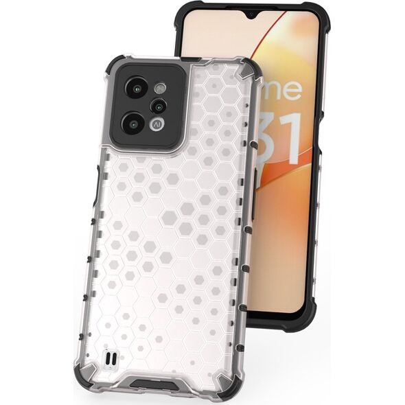 Hurtel Honeycomb etui pancerny pokrowiec z żelową ramką Realme C31 przezroczysty 11873501 9145576257319