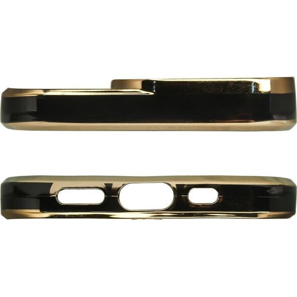 Hurtel Fashion Case etui do Samsung Galaxy A12 5G żelowy pokrowiec ze złotą ramką czarny 11873579 9145576252284