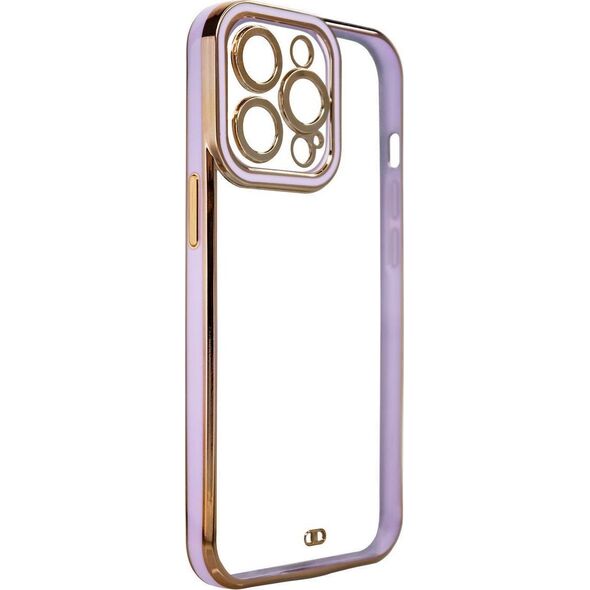 Hurtel Fashion Case etui do Samsung Galaxy A12 5G żelowy pokrowiec ze złotą ramką fioletowy 11873590 9145576252307