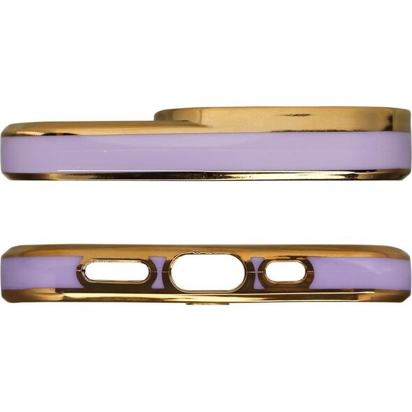 Hurtel Fashion Case etui do Samsung Galaxy A12 5G żelowy pokrowiec ze złotą ramką fioletowy 11873590 9145576252307
