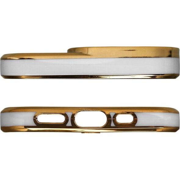 Hurtel Fashion Case etui do Samsung Galaxy A12 5G żelowy pokrowiec ze złotą ramką biały 11873592 9145576252321