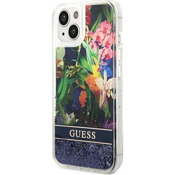 Guess Etui Guess GUHCP14SLFLSB Apple iPhone 14 niebieski/blue hardcase Flower Liquid Glitter 11877841 3666339066086