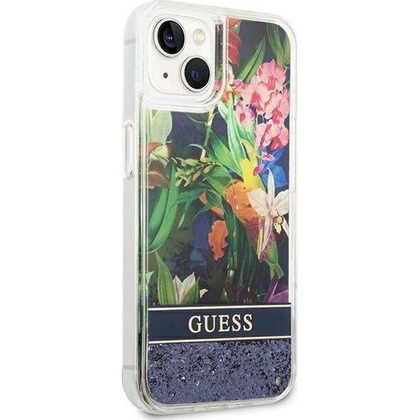Guess Etui Guess GUHCP14SLFLSB Apple iPhone 14 niebieski/blue hardcase Flower Liquid Glitter 11877841 3666339066086