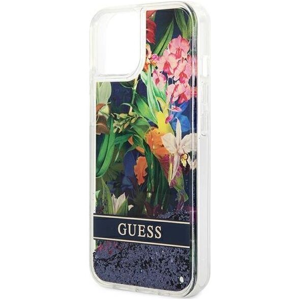 Guess Etui Guess GUHCP14SLFLSB Apple iPhone 14 niebieski/blue hardcase Flower Liquid Glitter 11877841 3666339066086