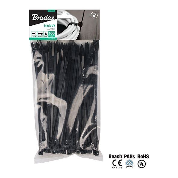 Organizer Bradas OPASKA PLASTIKOWA CZARNA 4,8 x 280mm 100szt 11922370 5904182442588