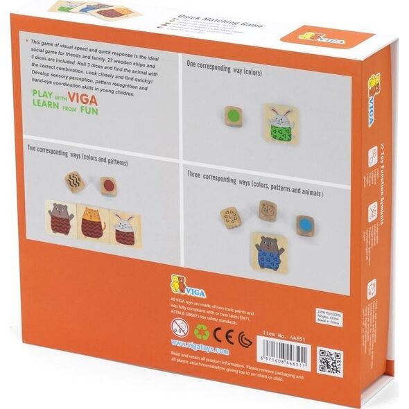 Viga Toys VIGA Drewniana Układanka Gra w Szybkie Dopasowanie 27 el. 11963694 6971608446511