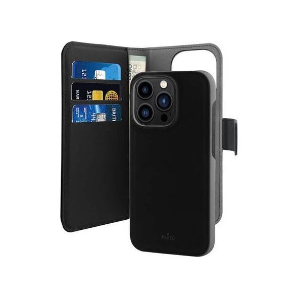 Puro Etui Puro Wallet Detachable do iPhone 14 Pro 6,1" 2w1 czarne/black 11987330 8033830312571