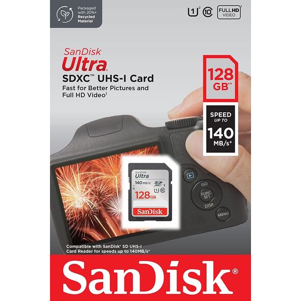 Karta SanDisk Ultra SDXC 128 GB Class 10 UHS-I/U1  (SDSDUNB-128G-GN6IN             ) 12100954 619659200190