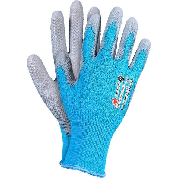 R.E.I.S. DIAMOND-PU - rękawice ochronne powlekane, 100% poliester-ścieg 13, ściągacz, manualność + doskonałe czucie przedmiotu, świetne - czarno-czarny 8 12109810 5902973684278