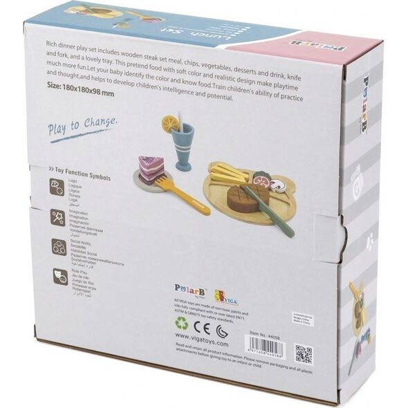 Viga Toys VIGA PolarB Drewniany Zestaw Obiadowy do Krojenia 12118911 6971608440588
