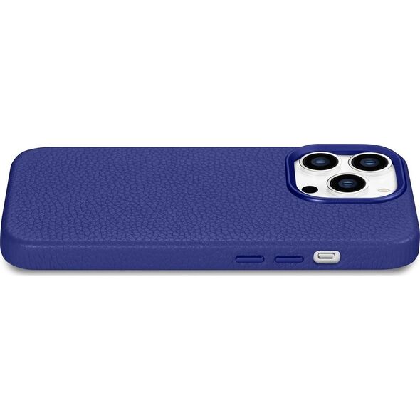 iCarer iCarer Litchi Premium Leather Case skórzane etui iPhone 14 Pro Max magnetyczne z MagSafe ciemnoniebieski (WMI14220712-DB) 12291665 6975092685579
