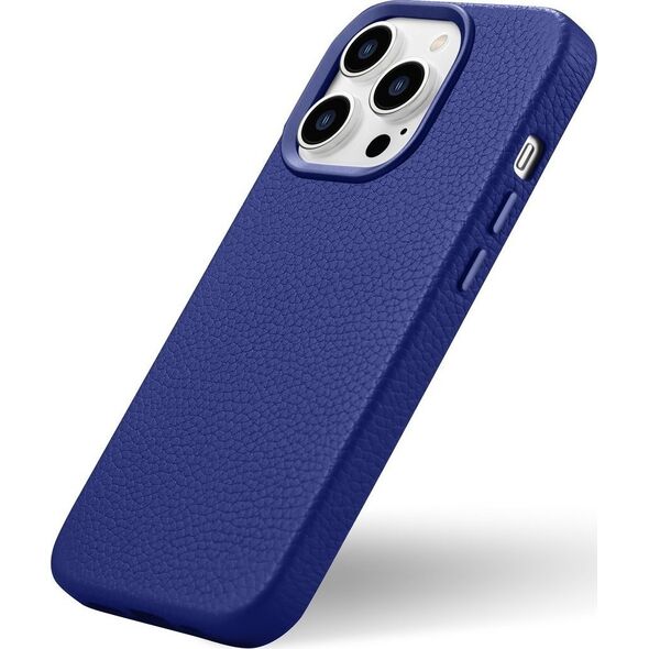 iCarer iCarer Litchi Premium Leather Case skórzane etui iPhone 14 Pro Max magnetyczne z MagSafe ciemnoniebieski (WMI14220712-DB) 12291665 6975092685579
