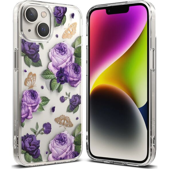 Ringke Ringke Fusion Design pancerne etui pokrowiec z żelową ramką iPhone 14 Plus przezroczysty (Purple rose) (FD637E29) 12291715 8809881265605