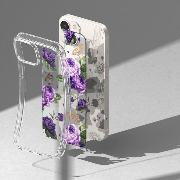 Ringke Ringke Fusion Design pancerne etui pokrowiec z żelową ramką iPhone 14 Plus przezroczysty (Purple rose) (FD637E29) 12291715 8809881265605