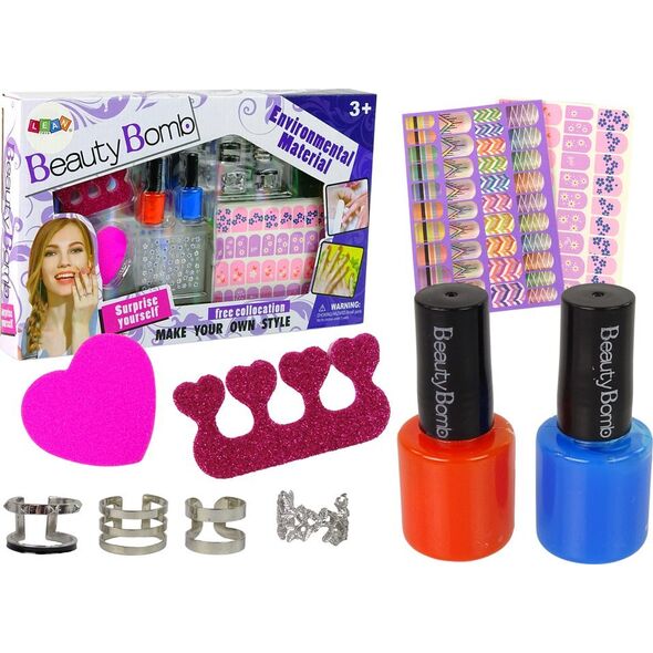 LeanToys Zestaw Do Malowania Paznokci Lakiery Brokatowe Naklejki Pierścionki 12297859 5905214970284