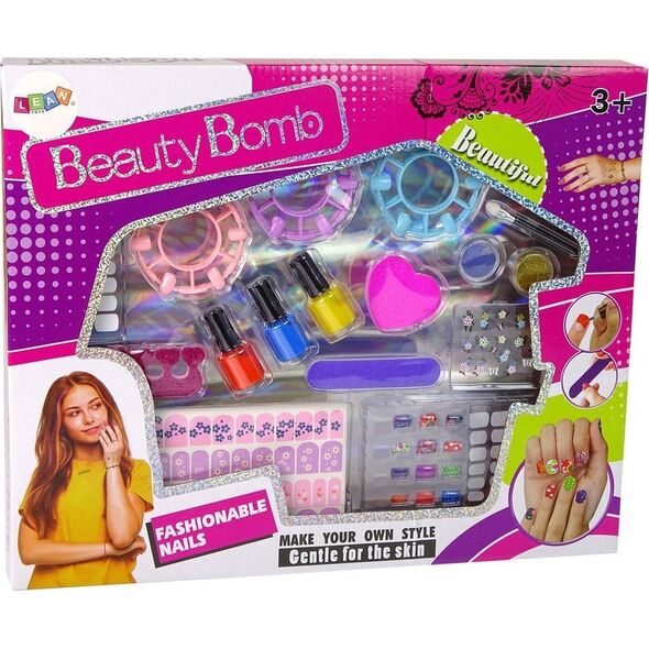 LeanToys Zestaw Do Malowania Paznokci Lakiery Naklejki Wzorniki Brokaty 12297894 5905214970314
