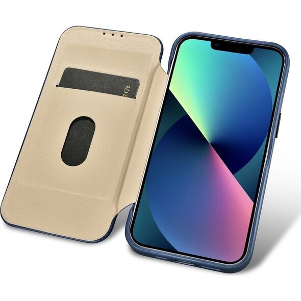 iCarer iCarer CE Oil Wax Premium Leather Folio Case skórzane etui iPhone 14 z klapką magnetyczne MagSafe niebieski (AKI14220705-BU) 12299849 6975092684435