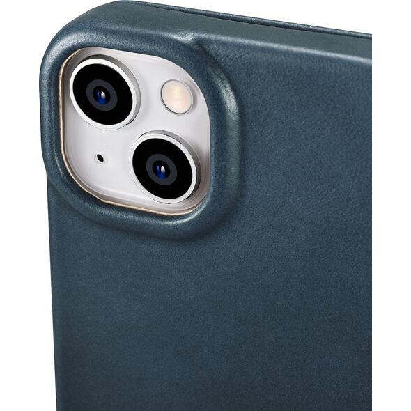 iCarer iCarer CE Oil Wax Premium Leather Folio Case skórzane etui iPhone 14 z klapką magnetyczne MagSafe niebieski (AKI14220705-BU) 12299849 6975092684435