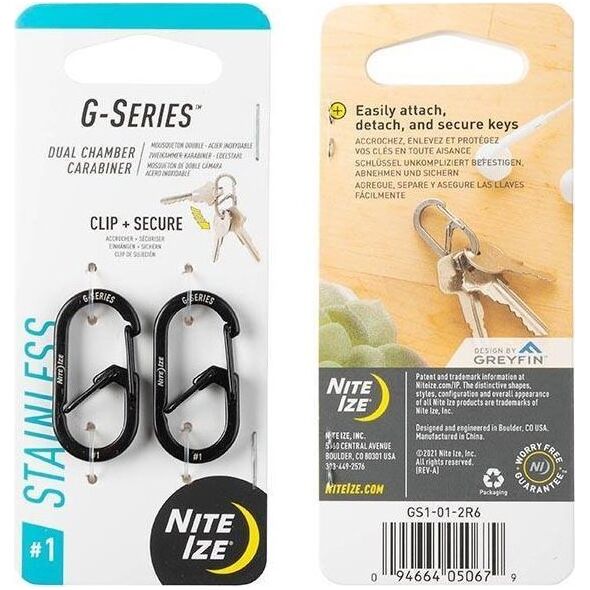 NiteIze Zestaw Karabinków Nite Ize G-Series 1 2pack Black 12363096 94664050679