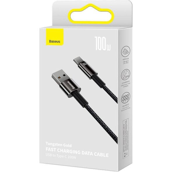 Kabel USB Baseus USB-A - USB-C 2 m Czarny (CAWJ000101) 12367100 6932172618094