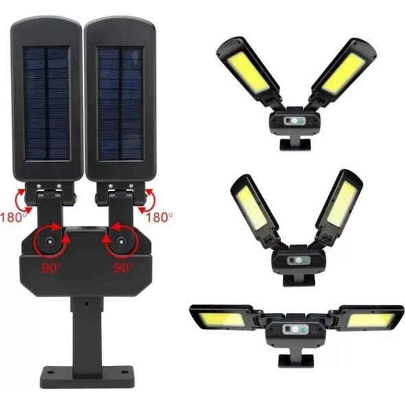 Maclean Solarna lampa uliczna LED z czujnikiem ruchu i pilotem Maclean IP54, 5W, 2x450lm, 6500K, Li-ion 2400 mAh, 3 tryby pracy MCE447 12479209 5902211128540
