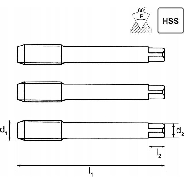 ARTPOL ARTPOL KOMPLET GWINTOWNIKÓW RĘCZNYCH M 10x1,50mm  3szt. 12515323 5900171566808