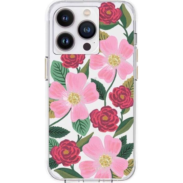 Rifle Paper Clear - Etui iPhone 14 Pro Max zdobione złotem (Rose Garden) 12518623 840171722154
