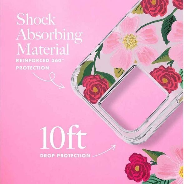 Rifle Paper Clear - Etui iPhone 14 Pro Max zdobione złotem (Rose Garden) 12518623 840171722154