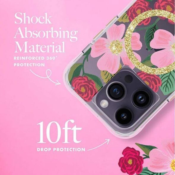 Rifle Paper Clear MagSafe - Etui iPhone 14 Pro zdobione złotem (Rose Garden) 12518630 840171719673