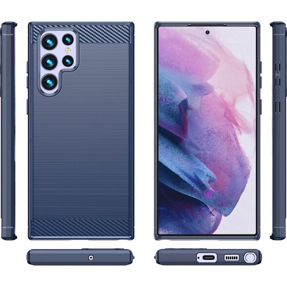 Hurtel Carbon Case etui Samsung Galaxy S23 Ultra elastyczny silikonowy karbonowy pokrowiec niebieskie 12521578 9145576268520