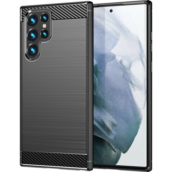 Hurtel Carbon Case etui Samsung Galaxy S23 Ultra elastyczny silikonowy karbonowy pokrowiec czarne 12521581 9145576268537