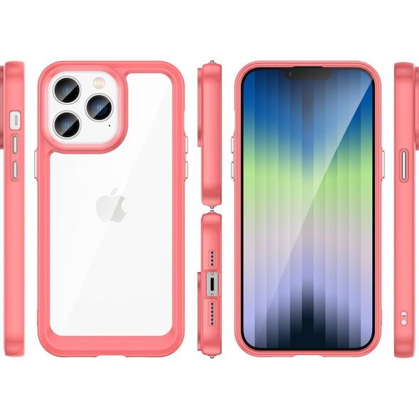Hurtel Outer Space Case etui iPhone 14 Pro Max sztywny pokrowiec z żelową ramką czerwony 12523479 9145576267172