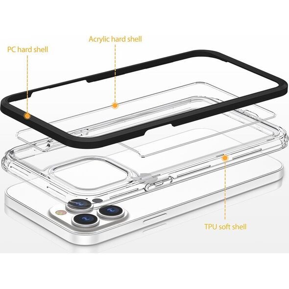 Hurtel Clear 3in1 etui iPhone 14 Pro silikonowy pokrowiec z ramką czarne 12524047 9145576266021