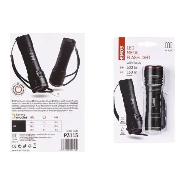 Latarka Emos LATARKA METALOWA LED 500 lm - 4AAA 12527937 8592920092194