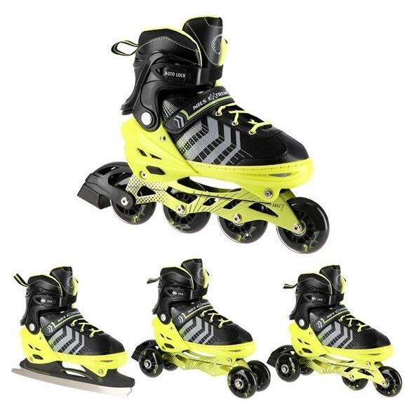 Rolki Nils Extreme NH18192 4w1 CZARNO-ZIELONY ROZM.M(34-38) ŁYŻWOROLKI Z WYM. PŁ. HOKEJOWĄ NILS EXTREME 12531786 5907695599473