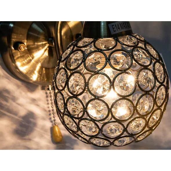 Kinkiet Mdeco Pałacowy kinkiet glamour ELM8707/1 21QG z włącznikiem mosiądz 12539499 5902021240845