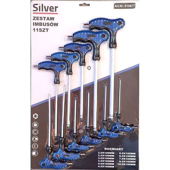 Silver WKRĘTAKI 11szt. TYP T HEX  2-10mm/SILVER 12555318 5907589366082