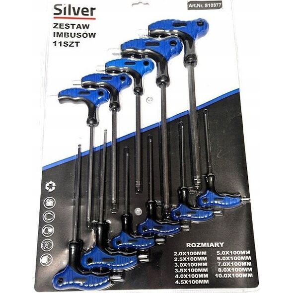 Silver WKRĘTAKI 11szt. TYP T HEX  2-10mm/SILVER 12555318 5907589366082