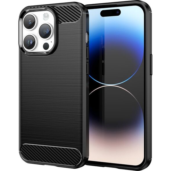Hurtel Carbon Case etui iPhone 14 Pro elastyczny żelowy pokrowiec na tył plecki czarny 12563535 9145576267240