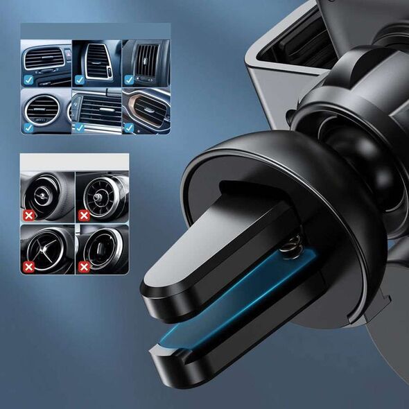 4kom.pl Uchwyt samochodowy Choetech Holder do auta na telefon z ładowarką indukcyjną QI na kratkę + magnetyczne końcówki Czarny 12564467 6932112102119