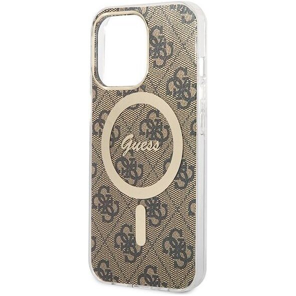 Ładowarka Guess Zestaw Guess etui + ładowarka bezprzewodowa GUBPP13LH4EACSW Apple iPhone 13 Pro brązowy/brown hard case 4G Print MagSafe 12568569 3666339102876
