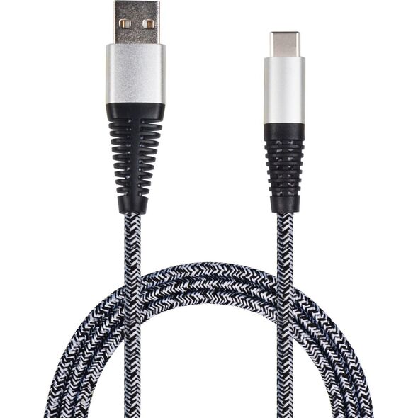 Kabel USB 2GO USB-A - USB-C 1 m Czarno-srebrny (795953) 12569771 4010425959537