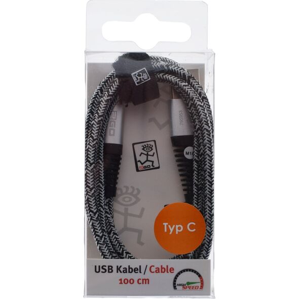 Kabel USB 2GO USB-A - USB-C 1 m Czarno-srebrny (795953) 12569771 4010425959537